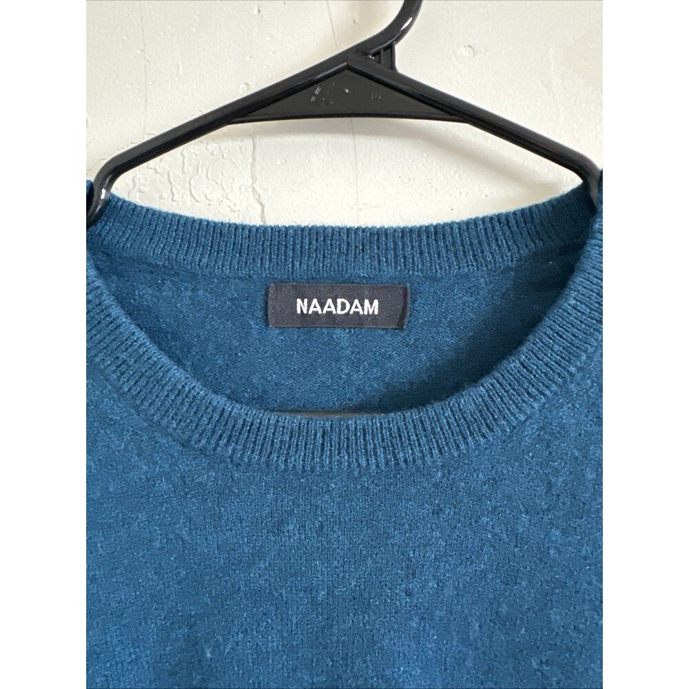 Naadam M 100% Cashmere Sweater Crew Neck Women’s Medium Blue  Teal Dark - Picture 2 of 6